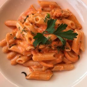 Gluten-free penne alla vodka from Locanda del Lago